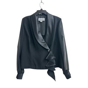 Vintage Another Thyme Women’s Black Tuxedo Rhinestone Button Blazer Size 14/16